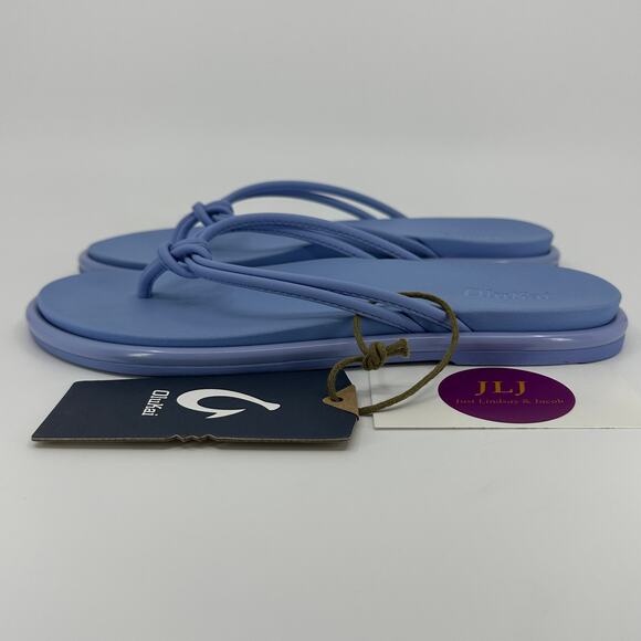OluKai Womens 'Aka Water Resistant Knotted Beach Thong Sandals Cloud Blue Size 6 - Picture 4 of 10